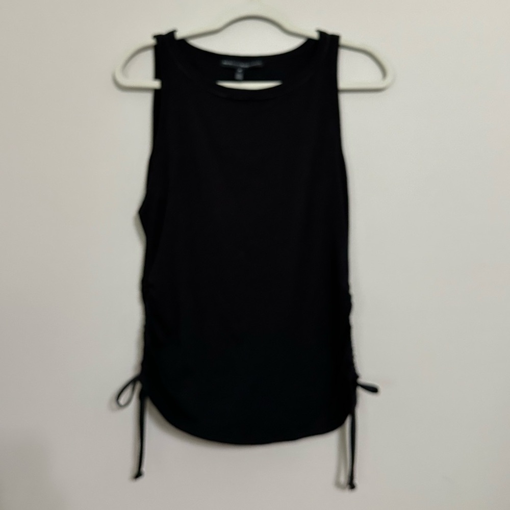 WHBM Sleeveless Top w/ Side Rushing & Ties -Black - Size M - NWOT
